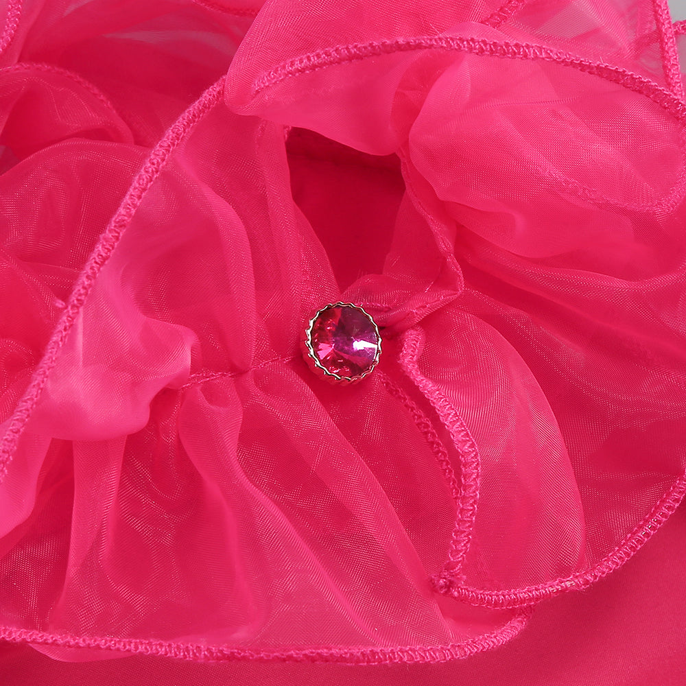 AIIZIE HOT PINK ORGANZA RUFFLED HALTER MINI DRESS - product image
