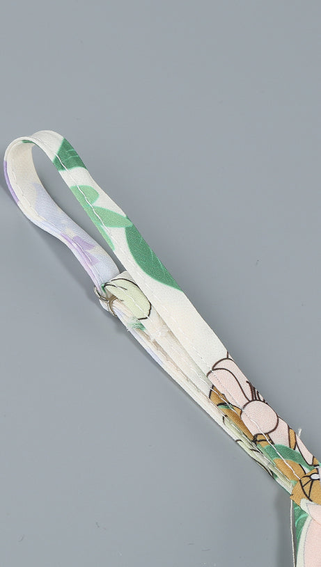 ASYMMETRICAL RUFFLED FLORAL DRAPED MAXI DRESS IN BEIGE