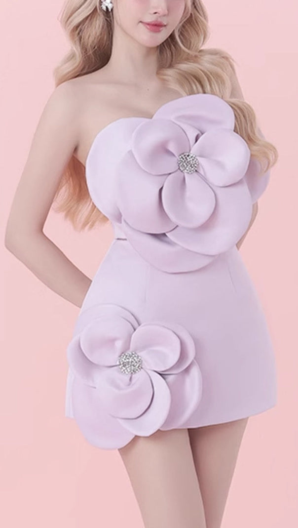 AIIZIE PURPLE ELEGANT FLOWER SUIT MINI DRESS - product image