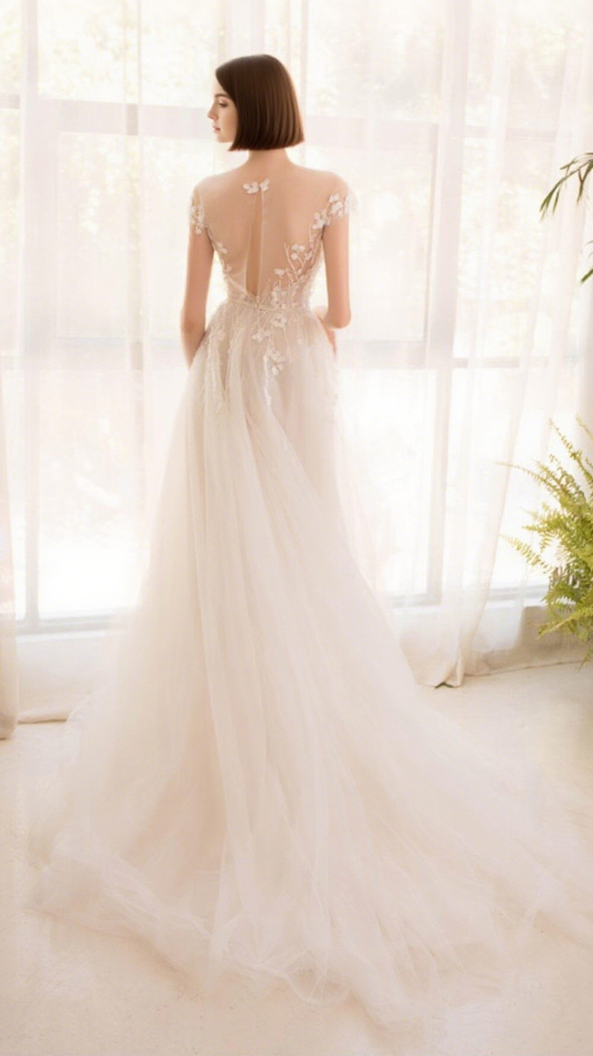 LACE PETAL-MESH MAXI DRESS IN WHITE