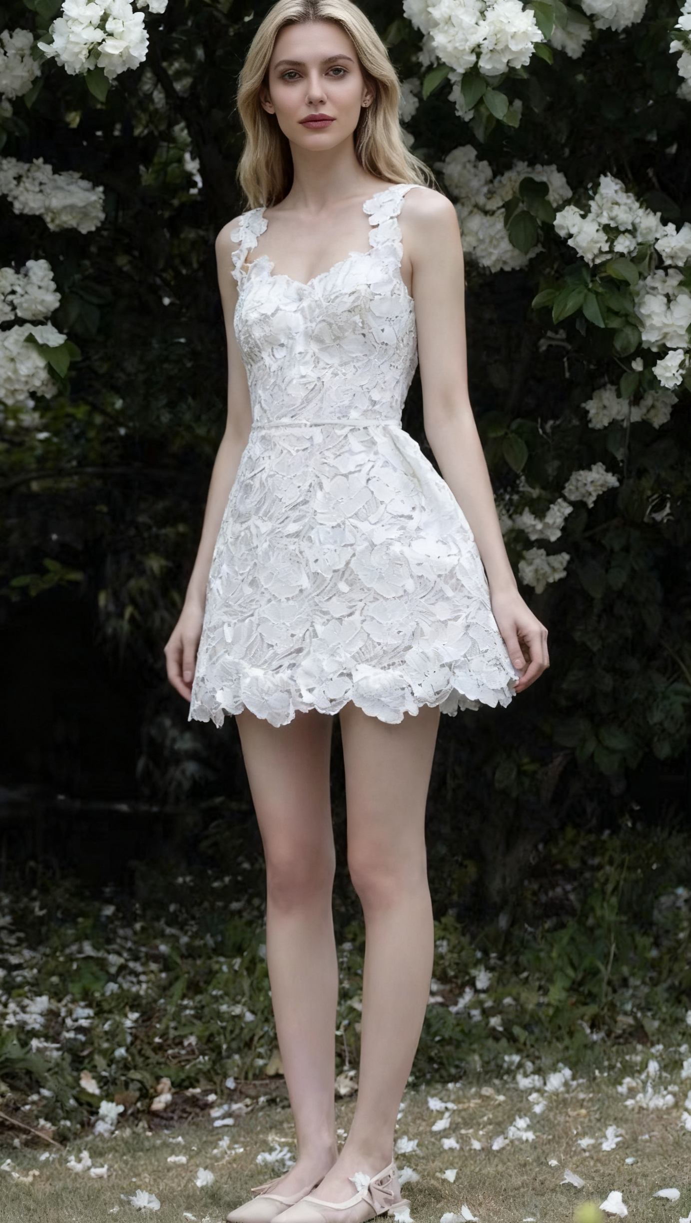 LACE STRAPLESS MINI DRESS IN WHITE