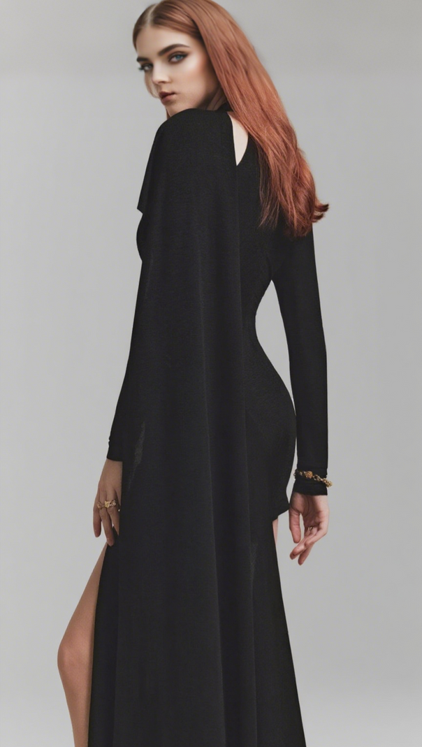 AIIZIE BLACK OFF-SHOULDER BODYCON MINI DRESS WITH CAPE - product image