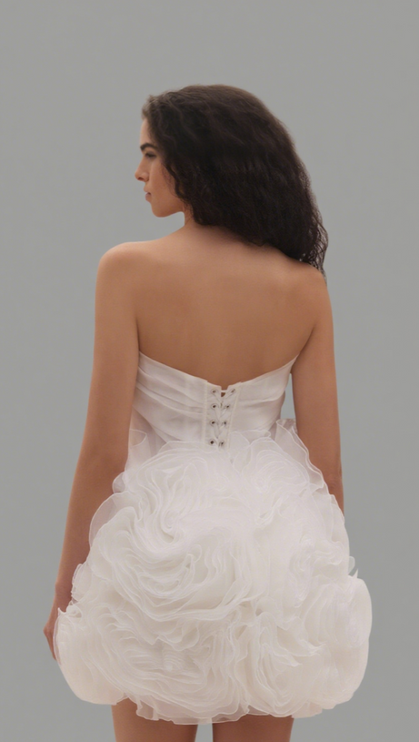 MINI ABITO BIANCO IN ORGANZA CON APPLICAZIONI GEORGIA