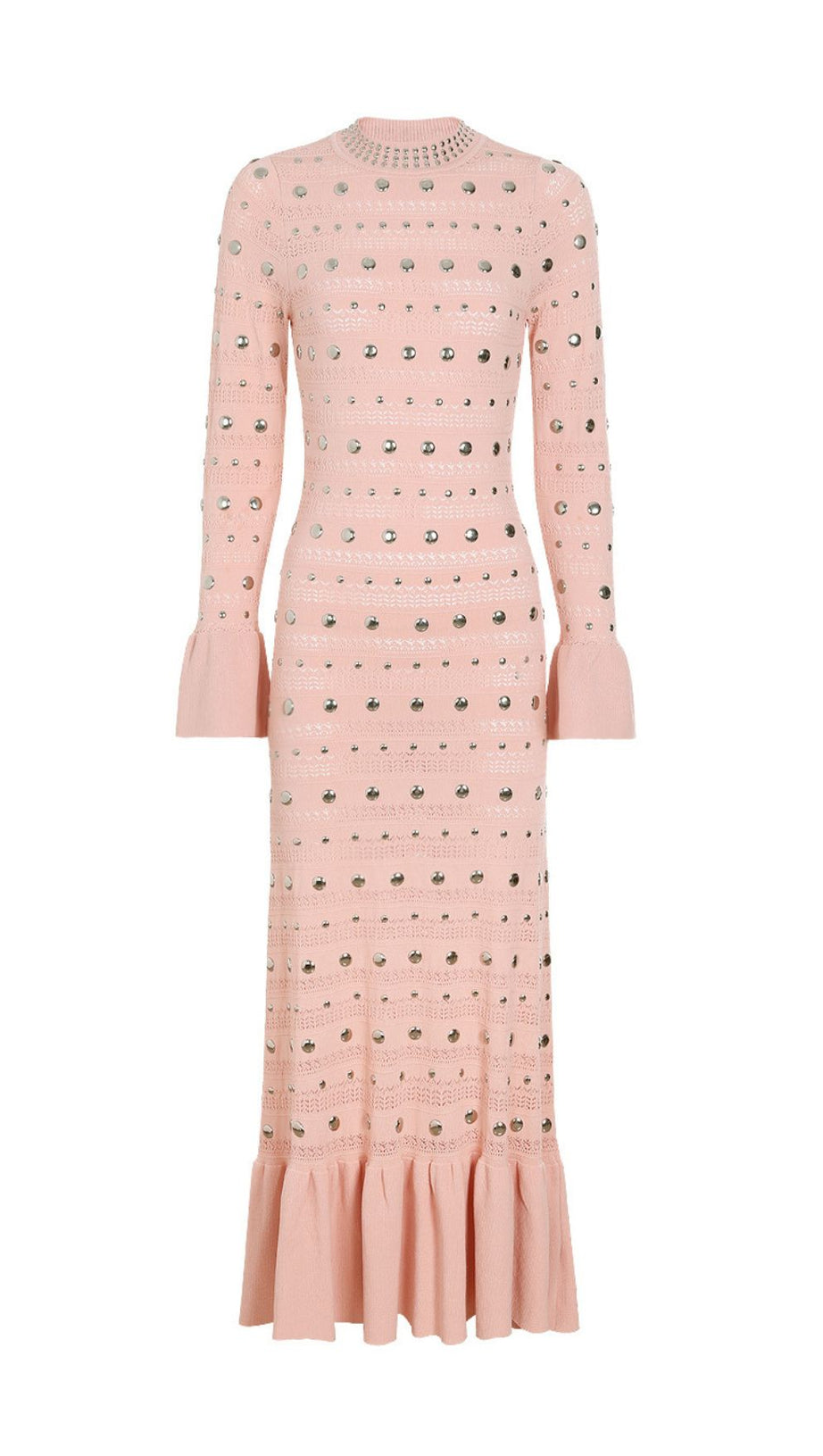Jake Glamorous Embellished Studded Knit Midi Dress
