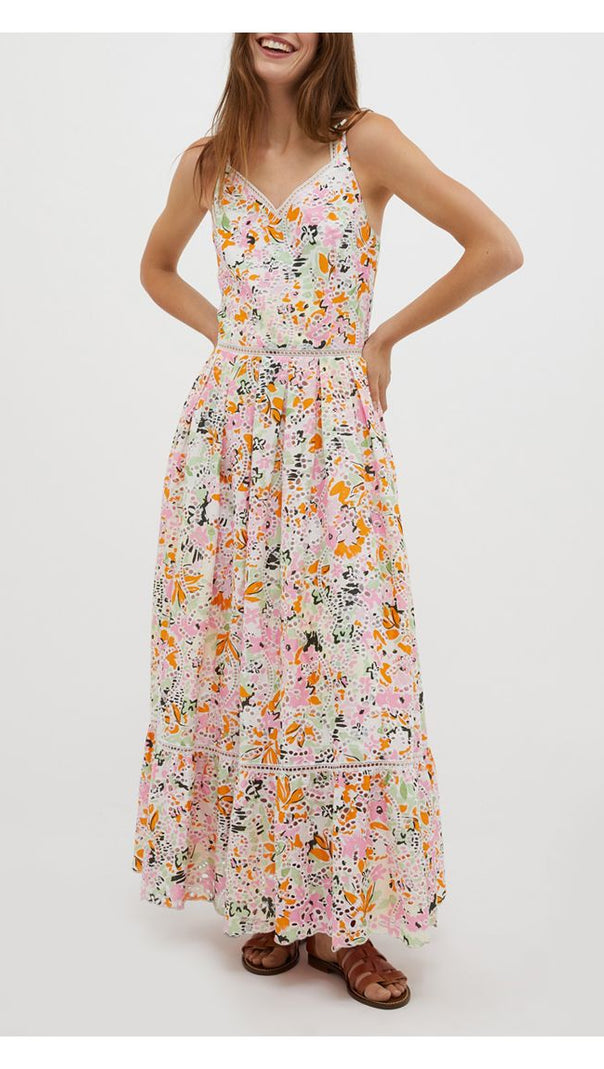 AIIZIE SAMANTHA MULTICOLOR COTTON FLORAL MIDI DRESS - product image