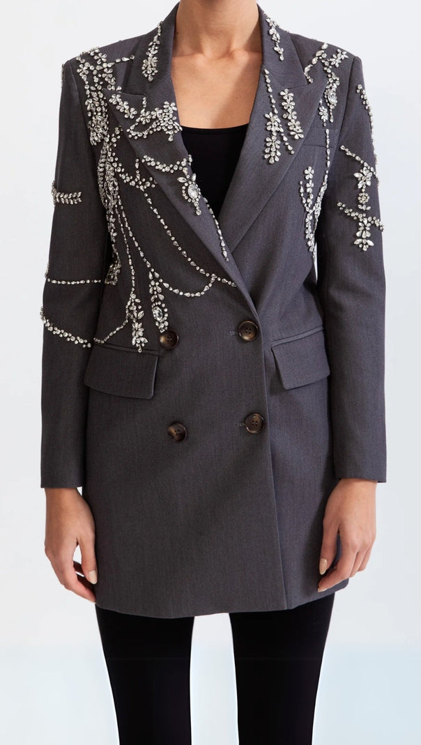 AIIZIE DOUBLE BREASTED LONG BLAZER WITH JEWELS - product image