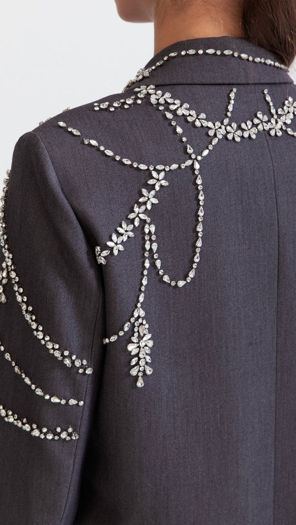 AIIZIE DOUBLE BREASTED LONG BLAZER WITH JEWELS - product image
