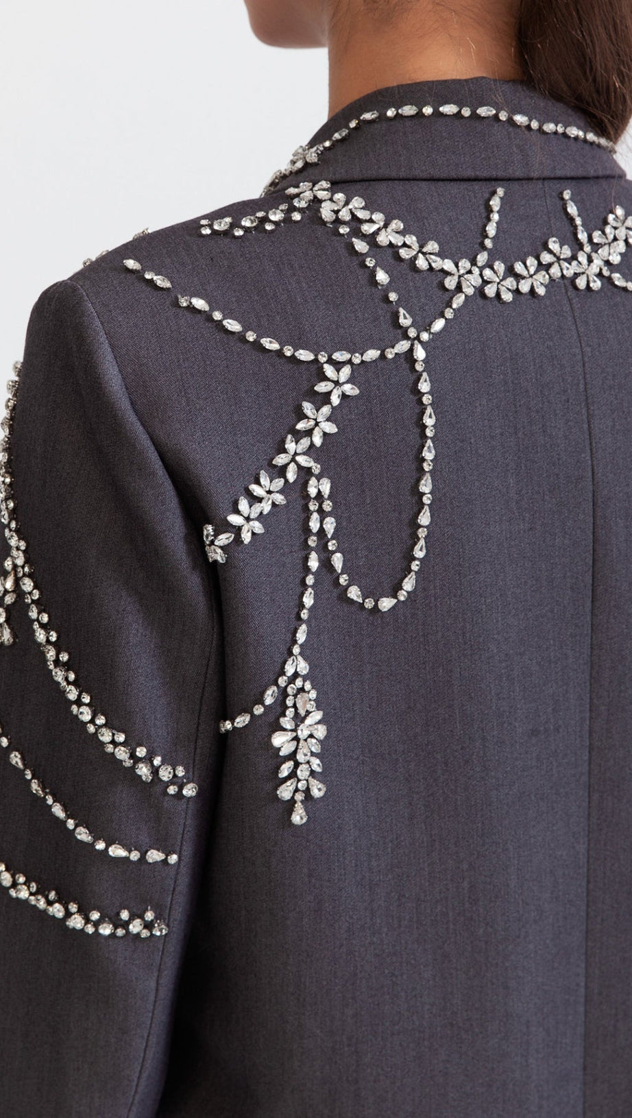 DOUBLE BREASTED LONG BLAZER WITH JEWELS