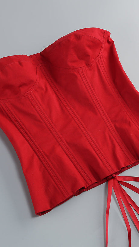 CLEGG RED CORSET FLOWER TWO-PIECE SET