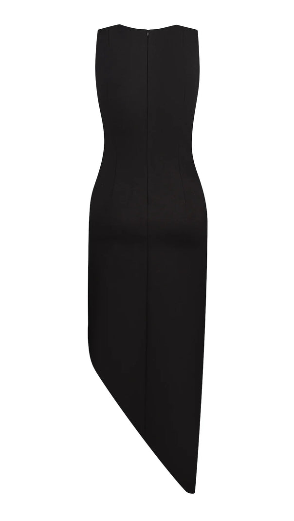 AIIZIE CRYSTAL ROSE DETAILED HIGH-SLIT BLACK DRESS - product image