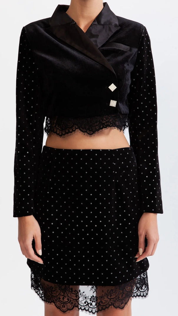 AIIZIE VELVET CO-ORD WITH LACE - product image