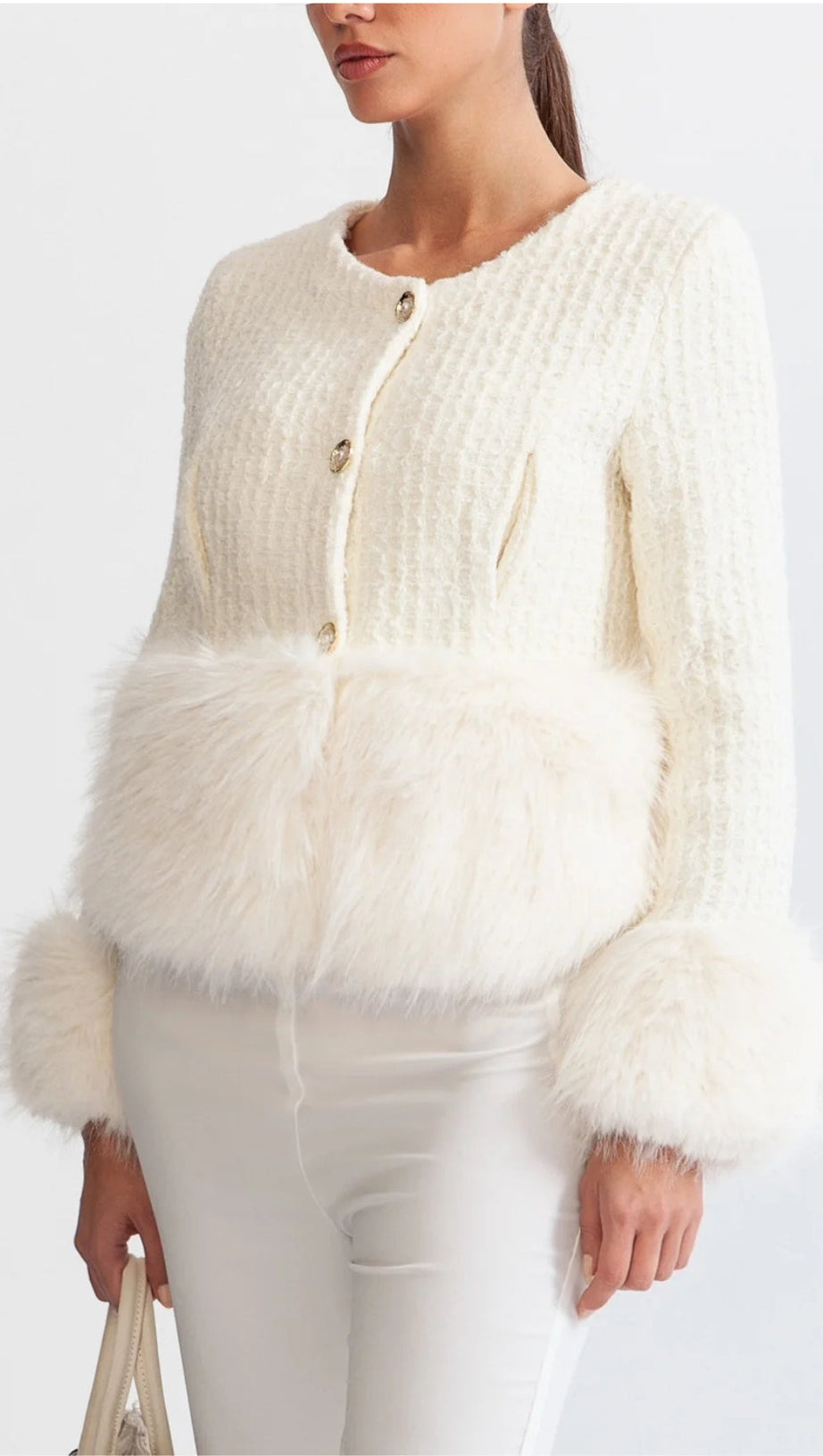 FAUX FUR COAT WITH WOOL BLEND