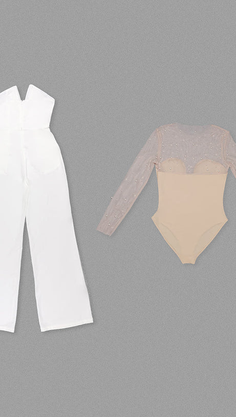 MESH PEARL JUMPSUIT TWO PIECE