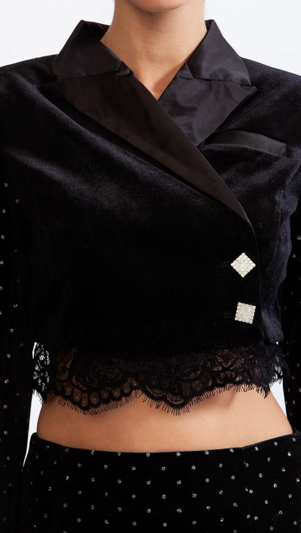 AIIZIE VELVET CO-ORD WITH LACE - product image