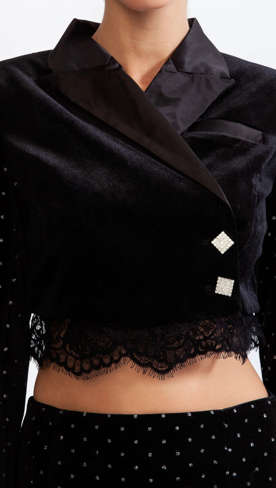 VELVET CO-ORD WITH LACE