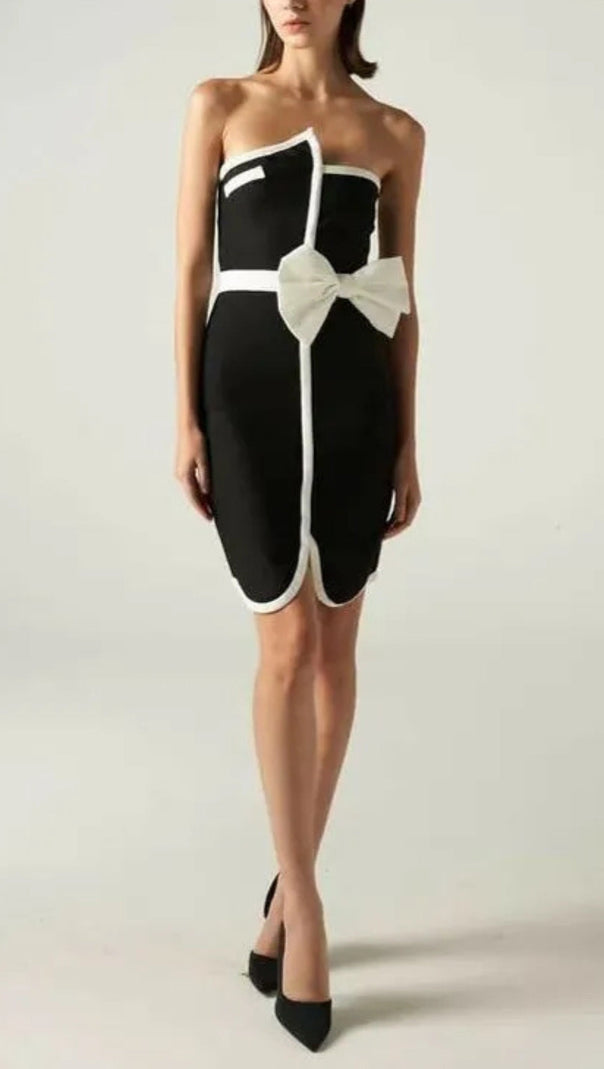 AIIZIE ELSIE CONTRAST STRAPLESS BANDAGE MINI DRESS - product image