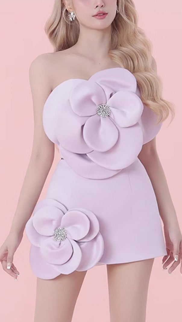 AIIZIE PURPLE ELEGANT FLOWER SUIT MINI DRESS - product image