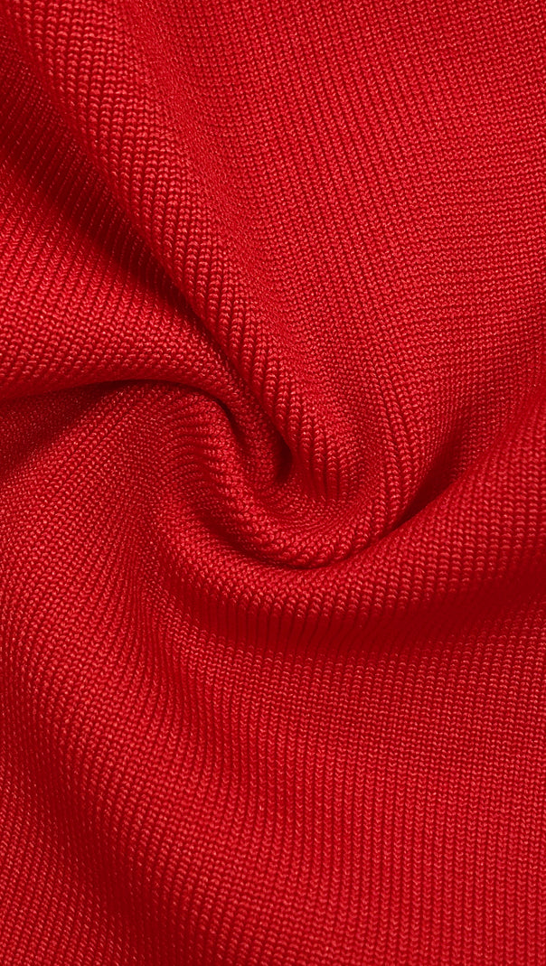ABITO LUNGO A MANICHE LUNGHE CON CRISTALLI SYLVIA IN ROSSO