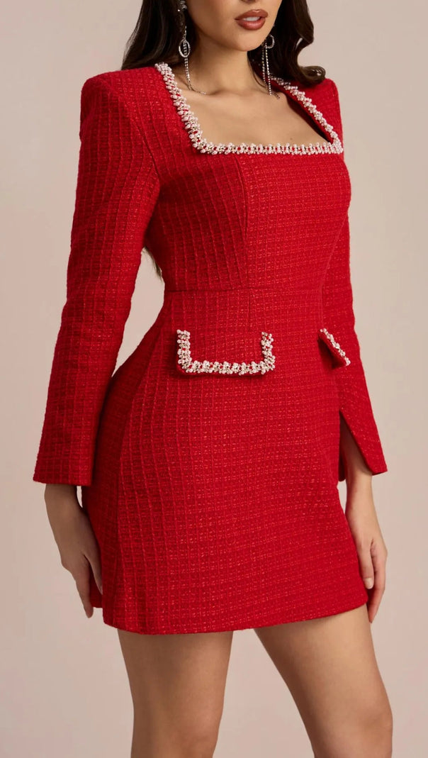 ABITO CORTO IN TWEED CON SCOLLO QUADRATO CAMILLA