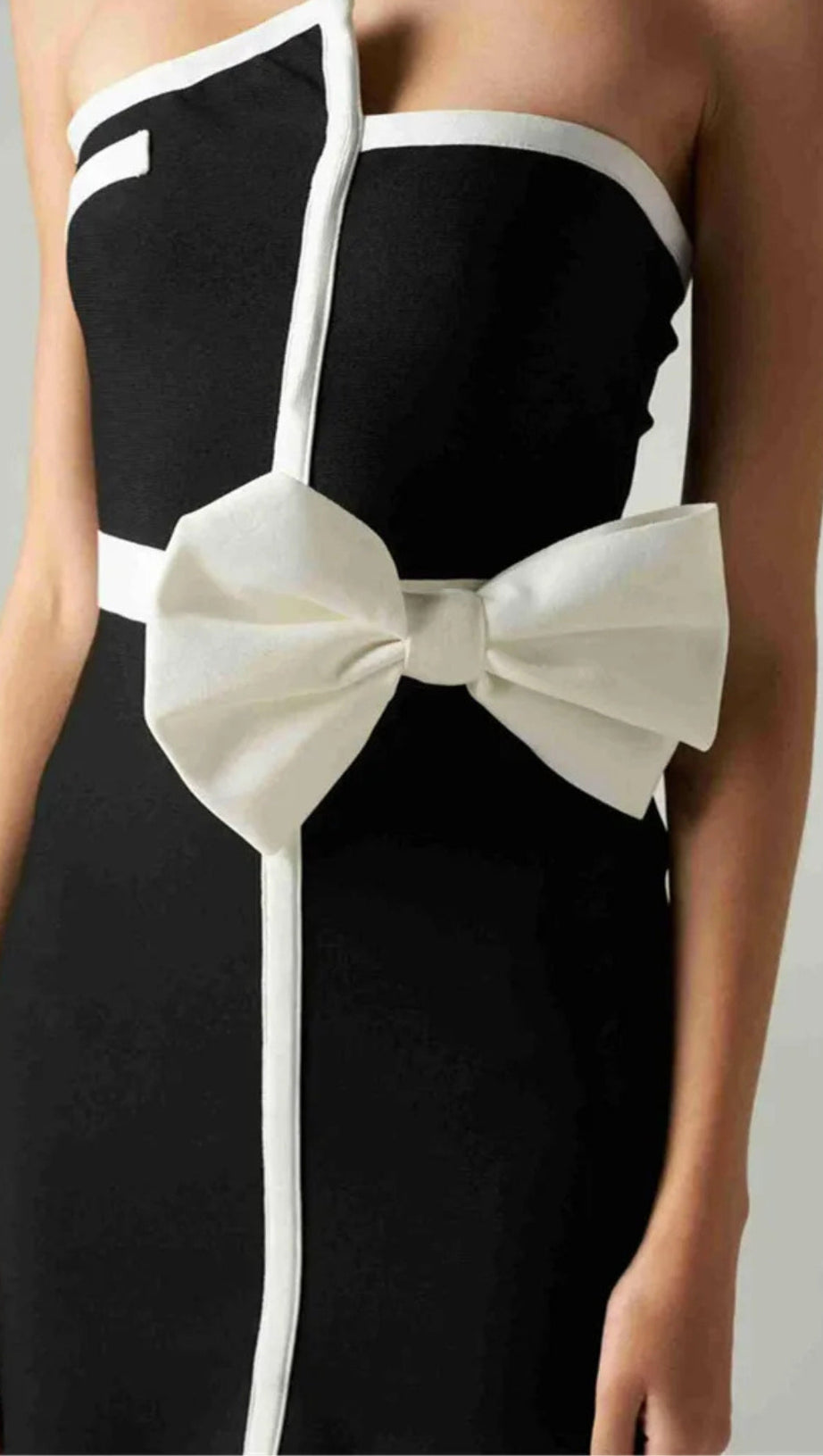 ELSIE CONTRAST STRAPLESS BANDAGE MINI DRESS