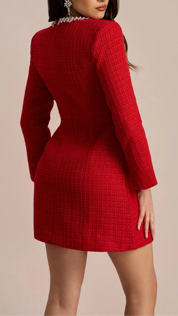 AIIZIE CAMILLA SQUARE NECK TWEED MINI DRESS - product image