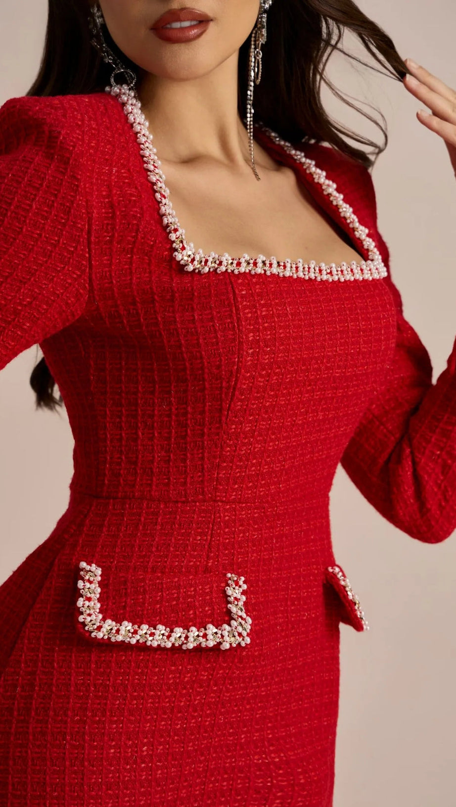 CAMILLA SQUARE NECK TWEED MINI DRESS