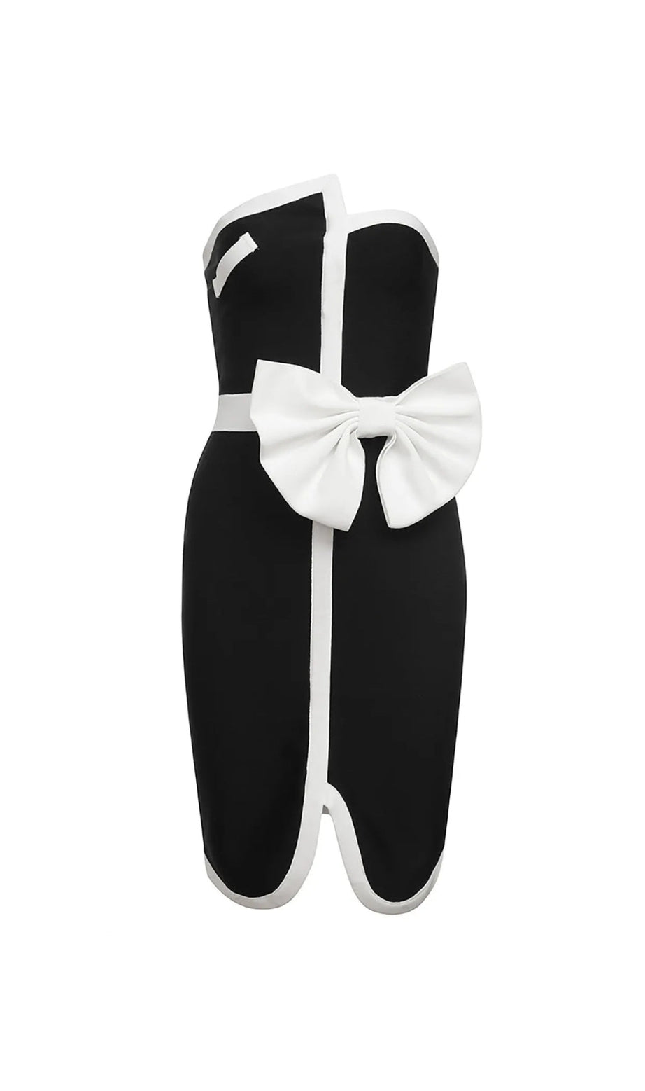 ELSIE KONTRASTIERTES TRÄGERLOSES BANDAGE-MINIKLEID