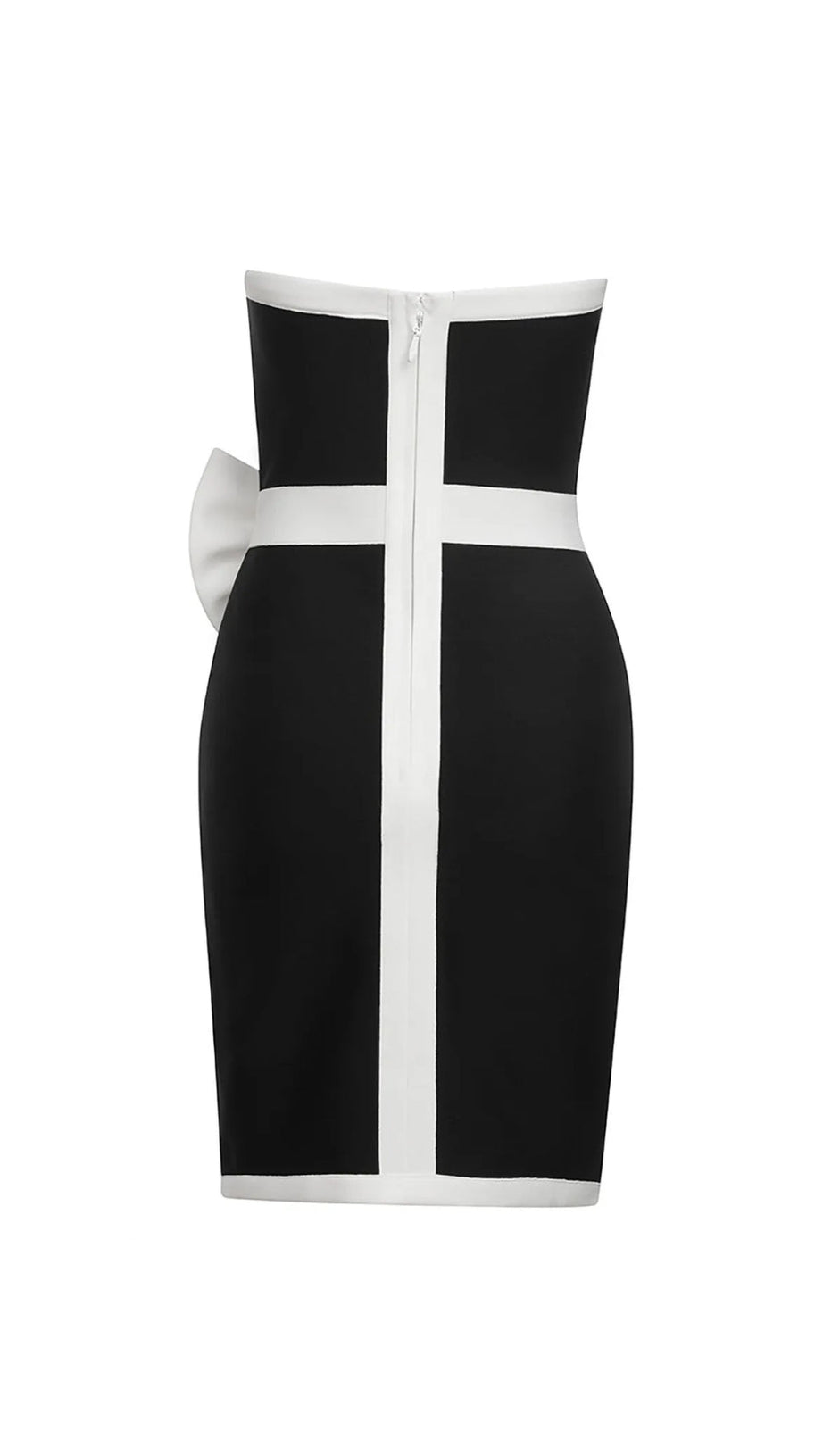 ELSIE CONTRAST STRAPLESS BANDAGE MINI DRESS