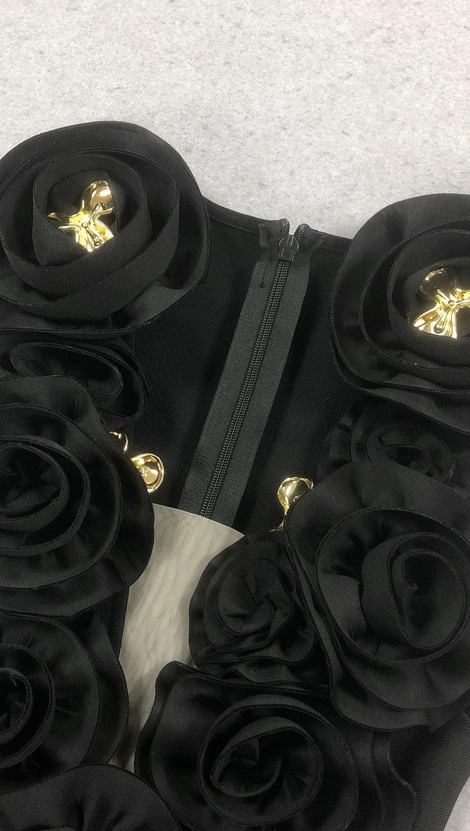 RUFFLED TOP WITH GOLD ACCENTS MAXI DRESS