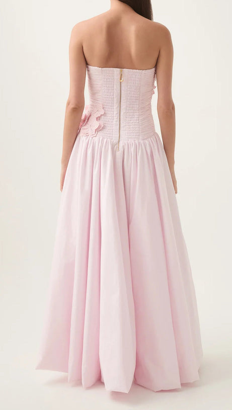 NANCY BUBBLE HEM MAXI DRESS IN PASTEL PINK