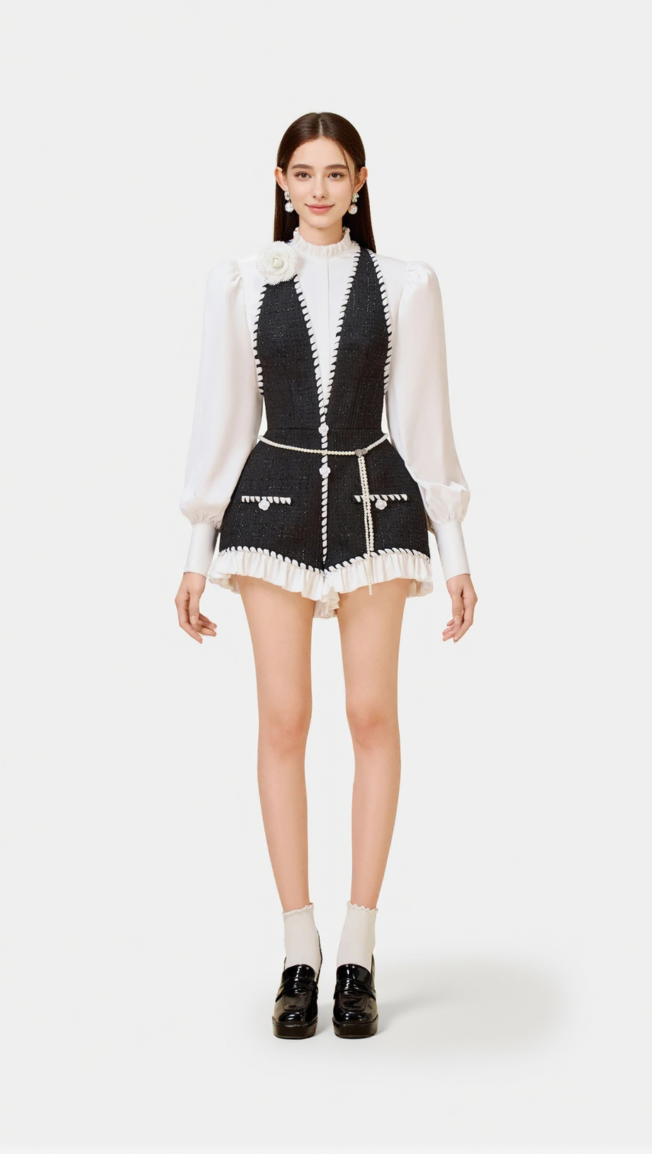 VICKY HALTER TWEED SHIRT ROMPER