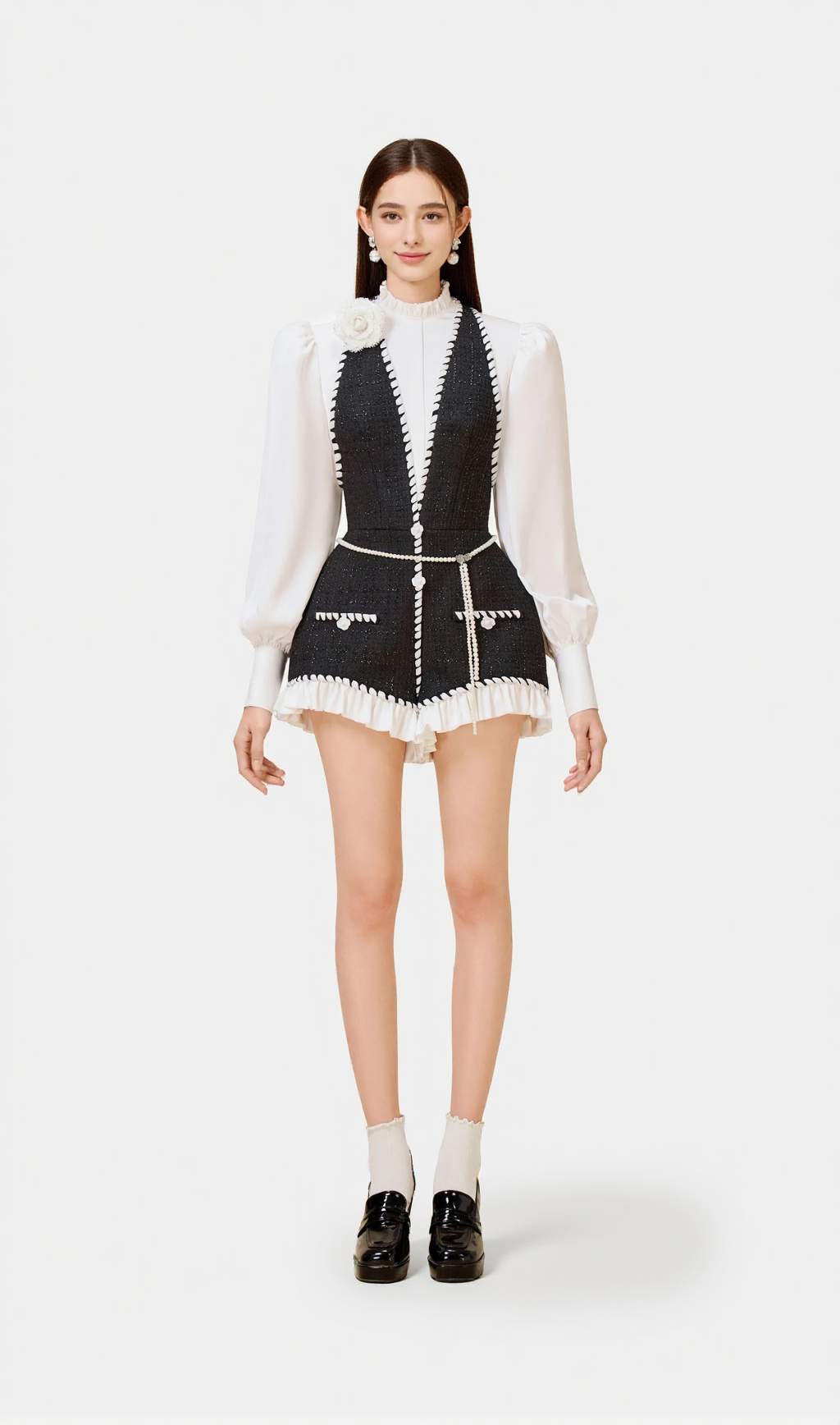 VICKY HALTER TWEED SHIRT ROMPER