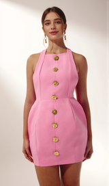 rita Halter Backless Mini Dress in pink