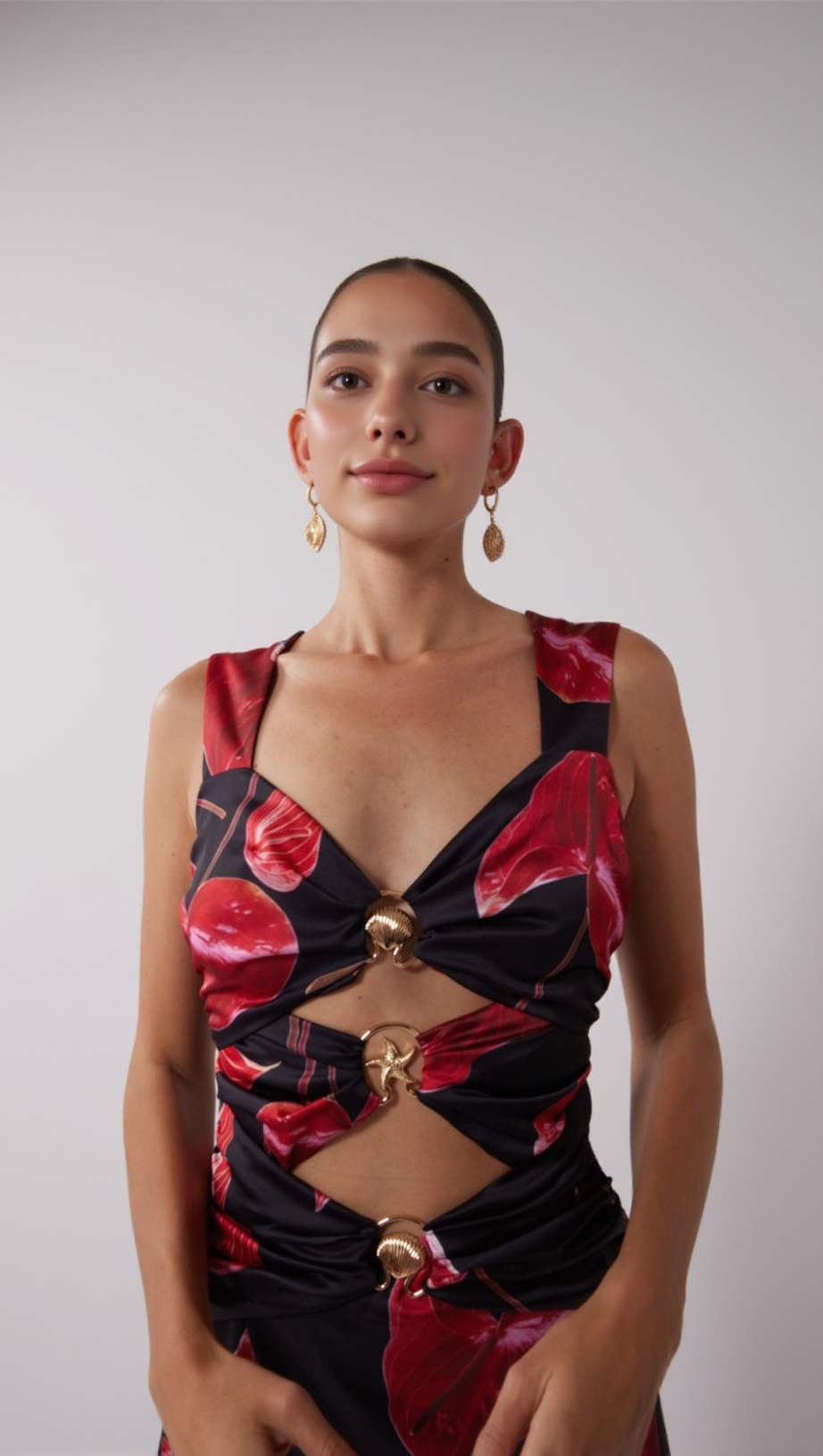 Midikleid mit Cut-Outs - Noir Anthurium