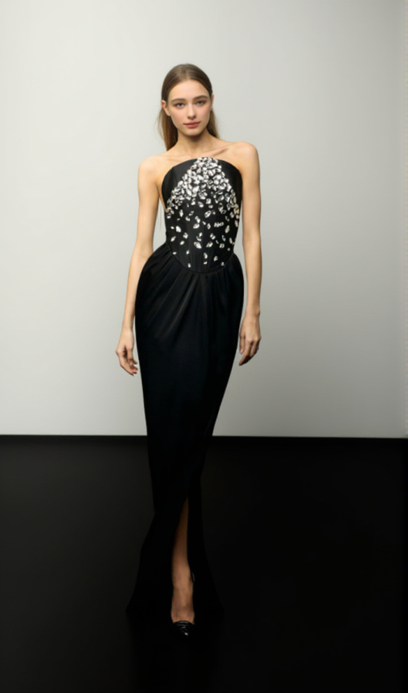 Enid Sleeveless Diamond Slit Bandage Maxi Dress Black