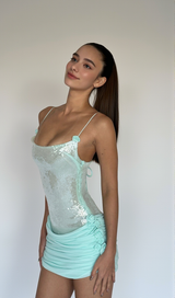 molly Sequin chiffon Mini Dress in mint