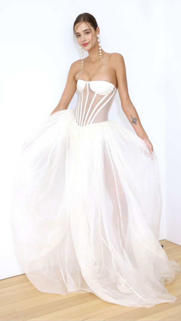 AIIZIE ODILE STRAPLESS GOWN IN WHITE - product image