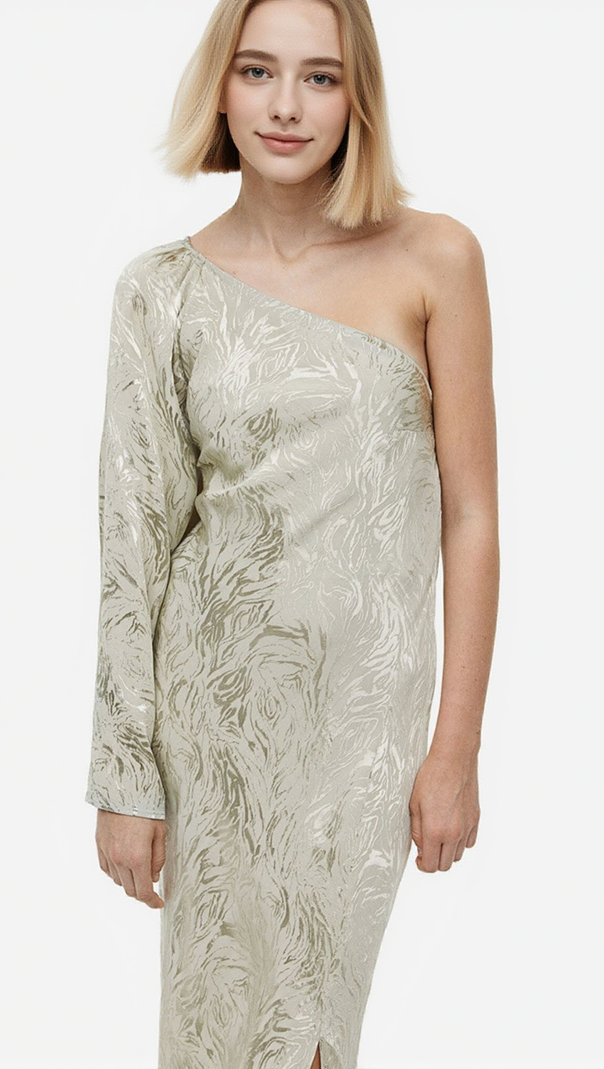 AIIZIE JACQUARD-WEAVE ONE-SHOULDER DRESS - product image
