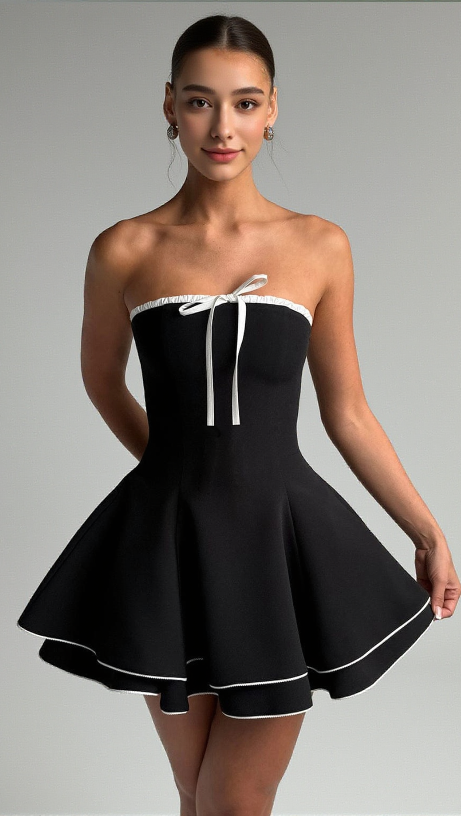 JUNO STRAPLESS MINI DRESS IN BLACK
