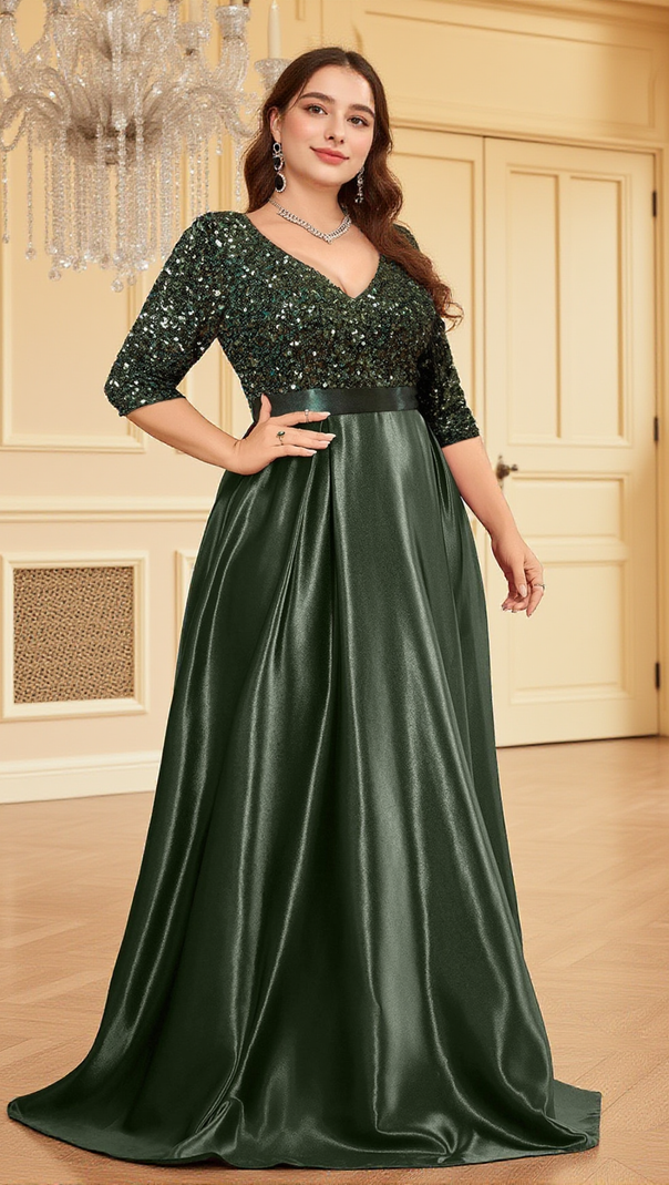 AIIZIE CORALINE V-NECK LONG SLEEVE MAXI DRESS - product image