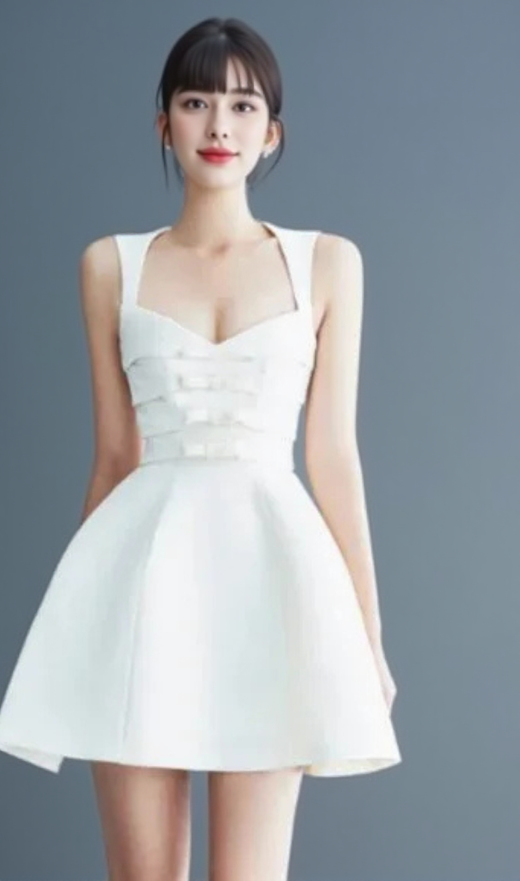 ALYSSA SCHLEIFE SATIN MINIKLEID IN WEISS