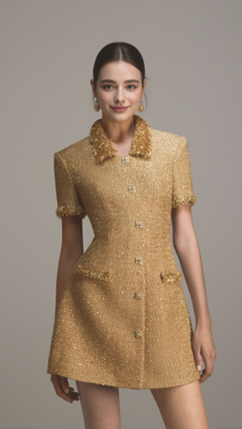 GOLD EMBELLISHED MINI DRESS