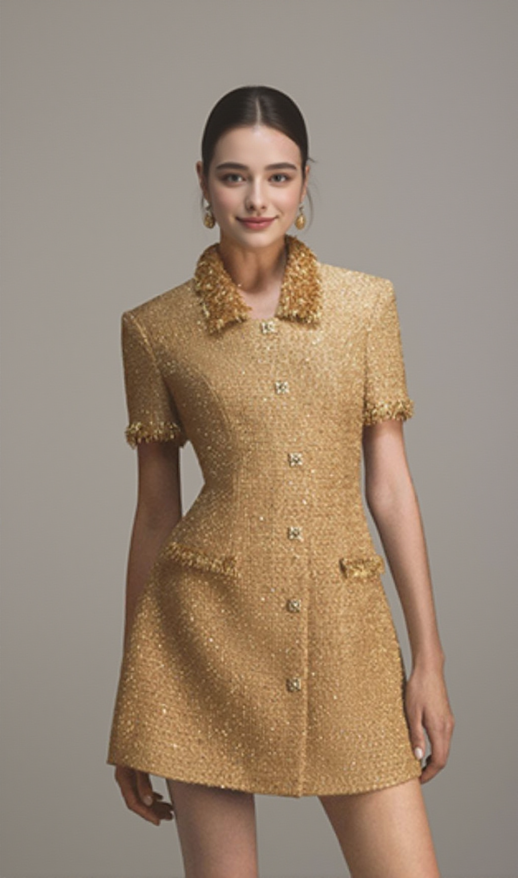 GOLD EMBELLISHED MINI DRESS