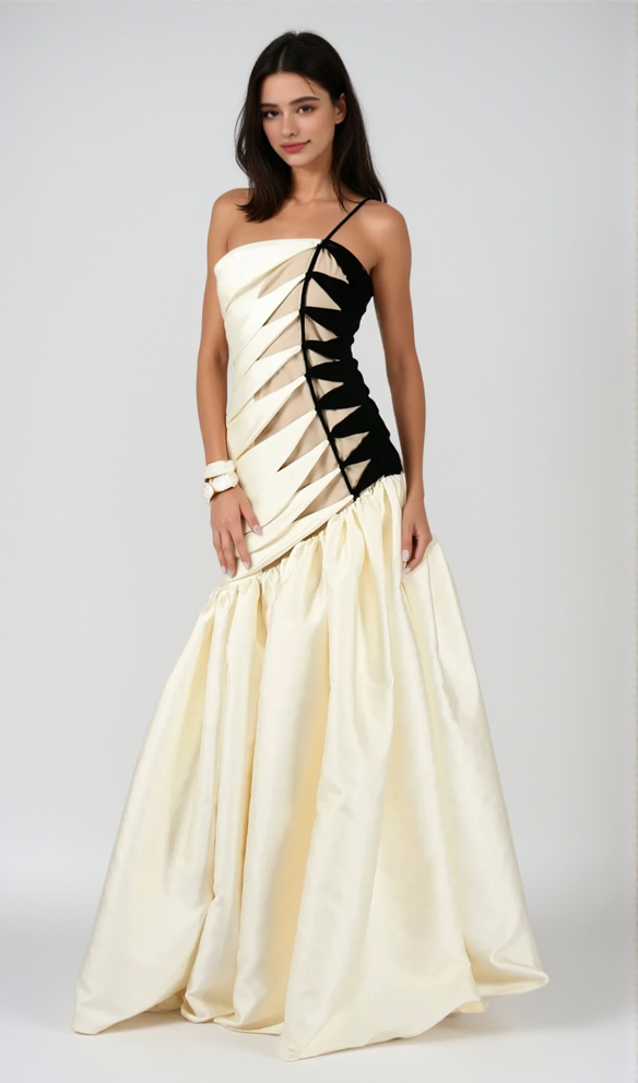 sara Satin Braided Rope Maxi Dress