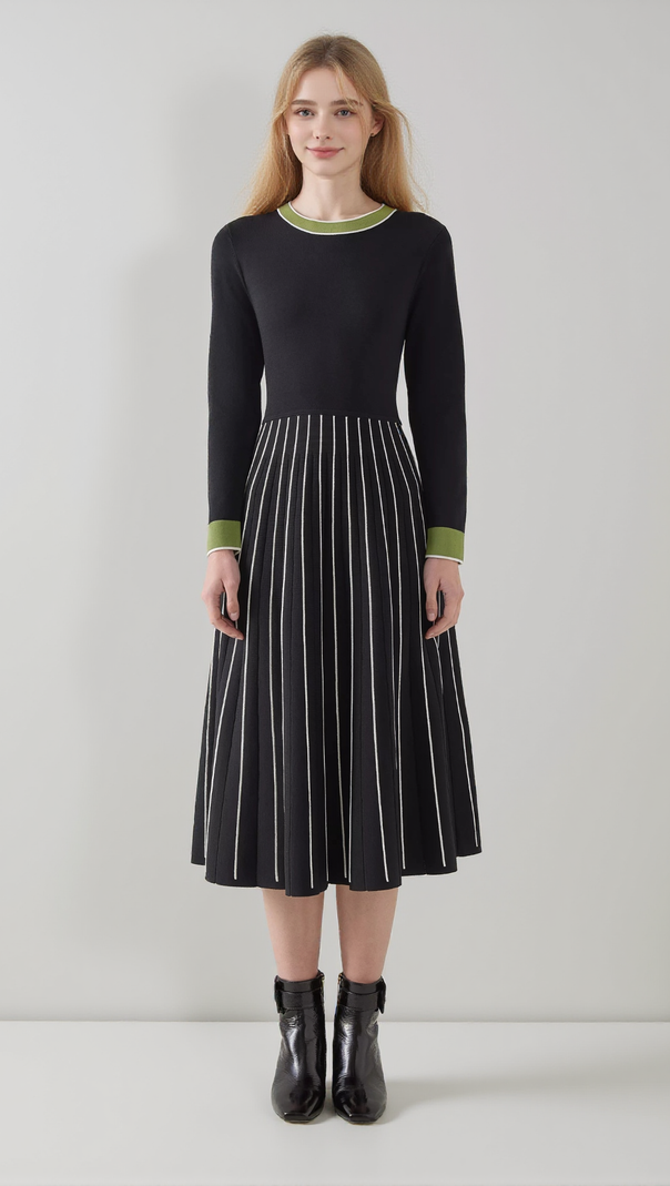 AIIZIE MULTI KNITTED MIDI DRESS IN BLACK - product image