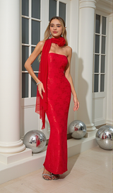 Red strapless Maxi Dress