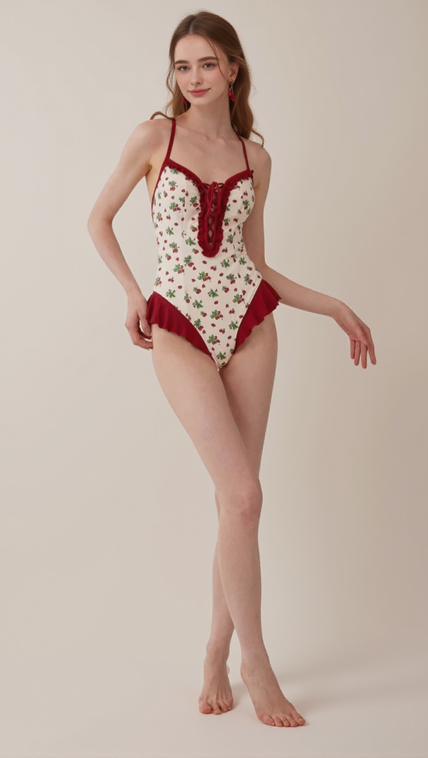 AIIZIE DANDY STRAWBERRIES PRINTED ONE-PIECE SWIMSUIT - product image
