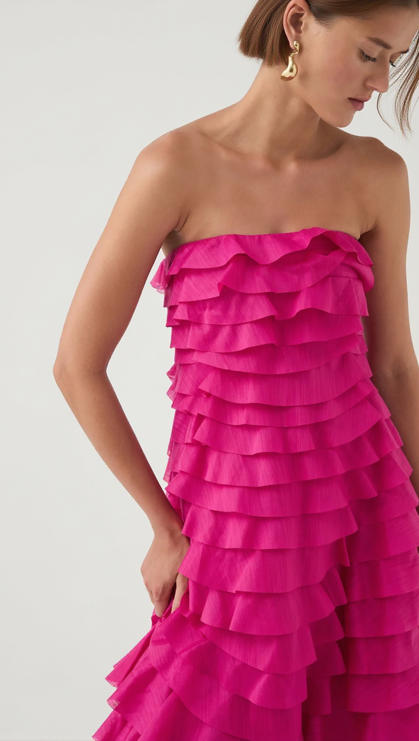 AIIZIE STACEY STRAPLESS LAYERED MAXI DRESS IN PINK - product image