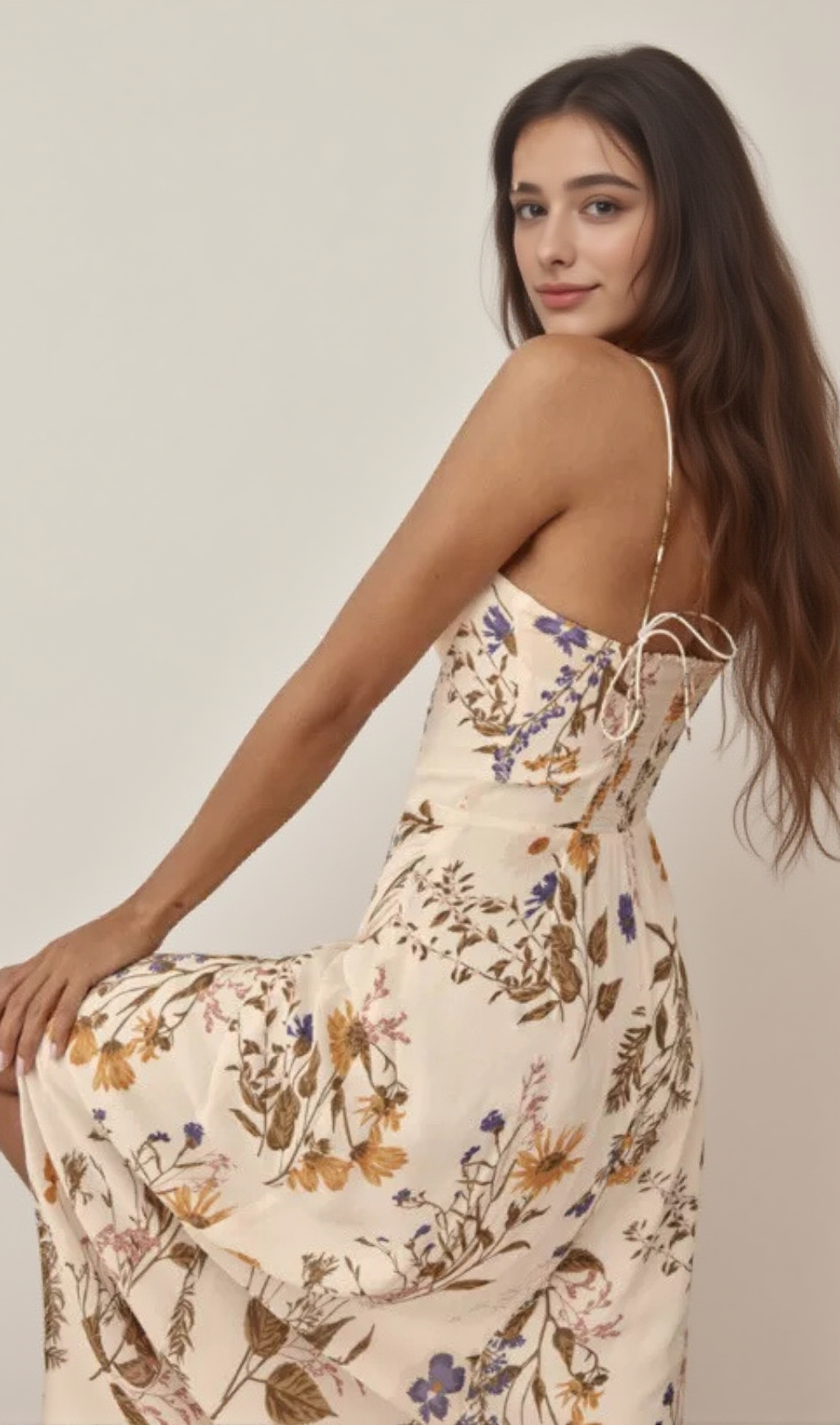 STRAPPY FLORAL PRINTED MIDI DRESS