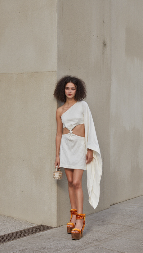 ASYMMETRY ONE SHOULDER MINI DRESS